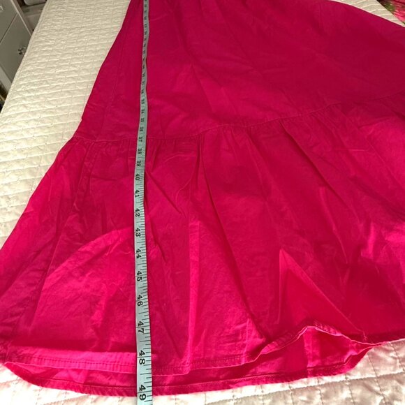 Jason Wu Fuchsia Smocked Midi Dress Eyelet Flutter Sleeves & Open Tie Back, XS - Picture 10 of 11